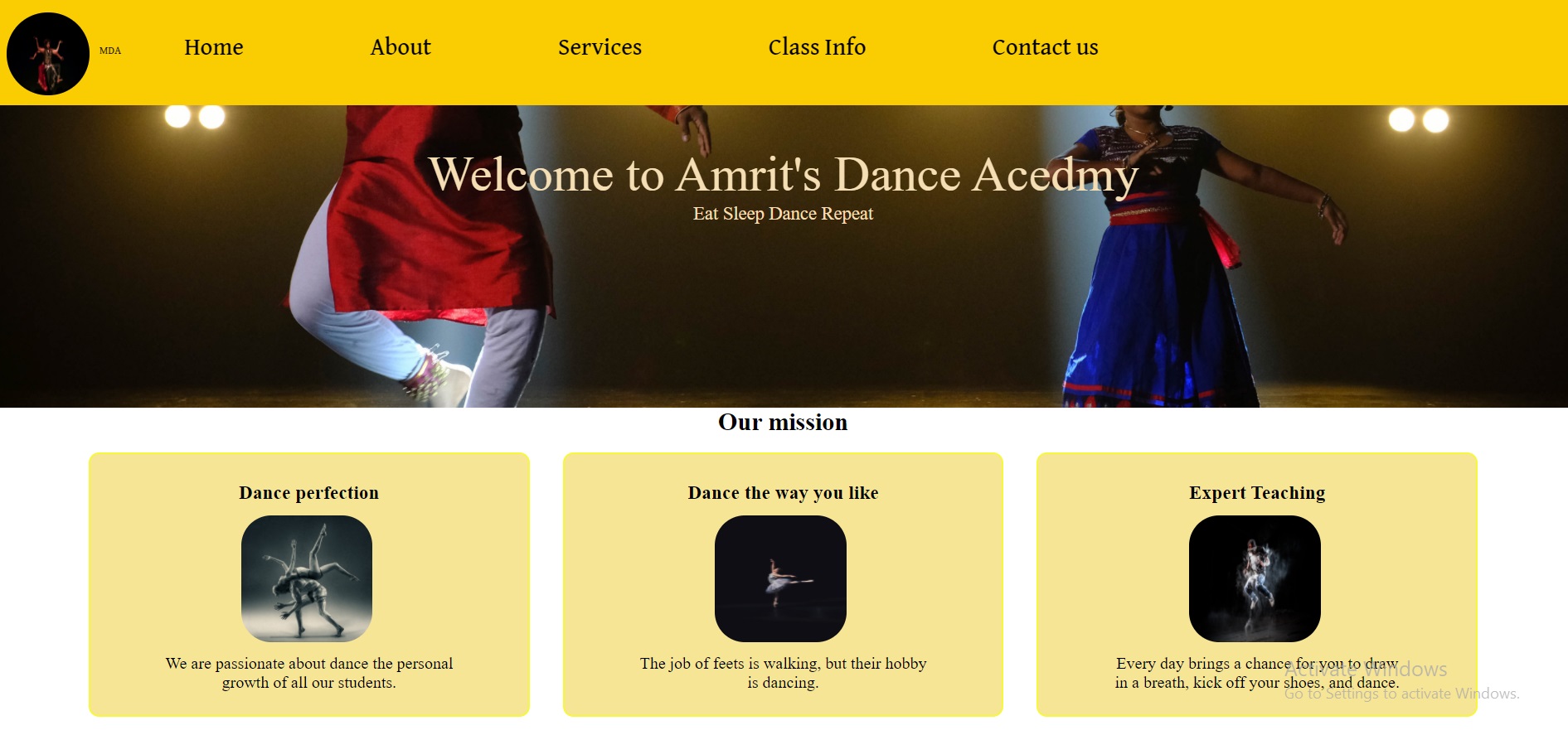 Screen Shots of Home page