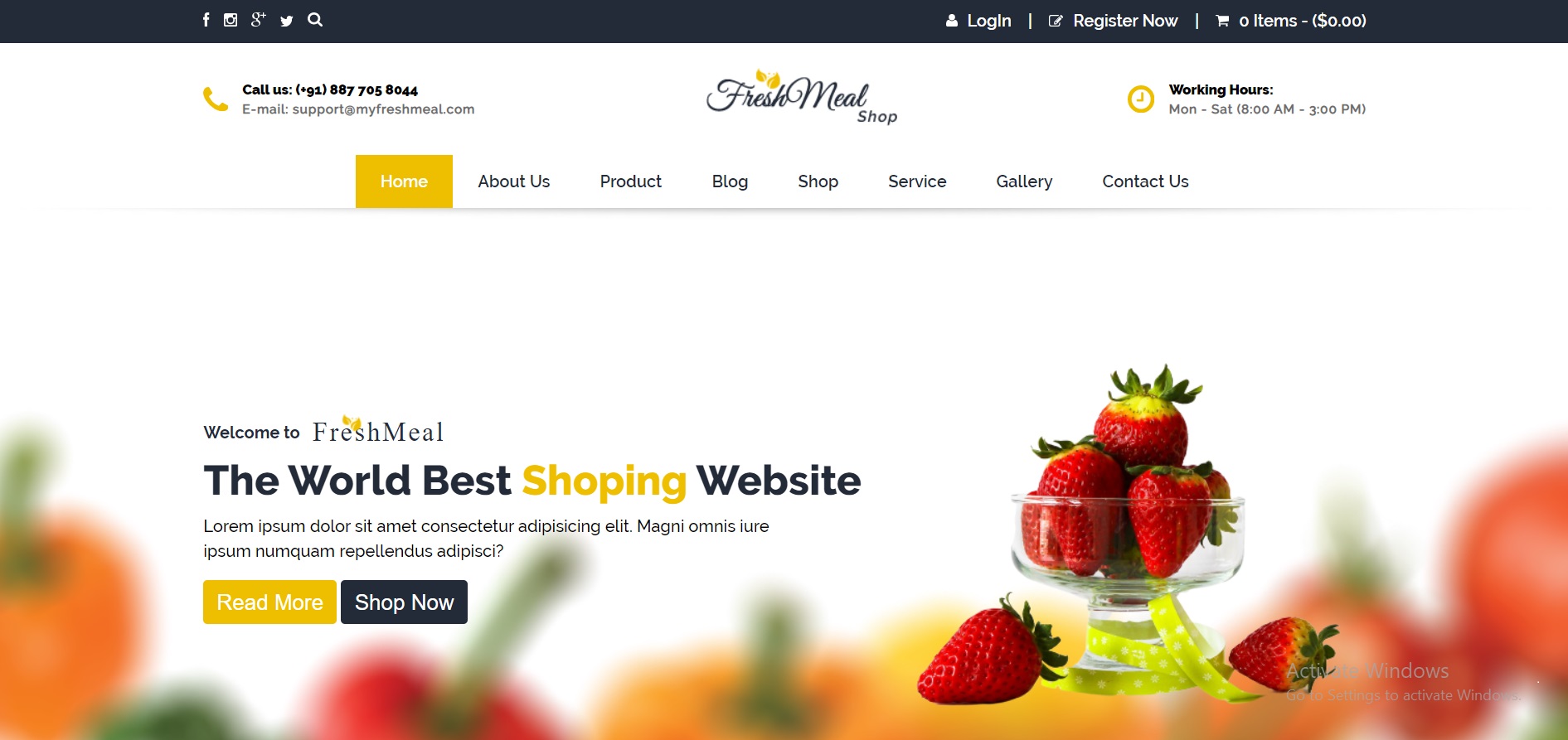 Screen Shots of Home page